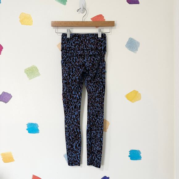 0 Lululemon Blue Cheetah Print Fast and Free High Rise Tight 25" Leggings - Picture 5 of 6